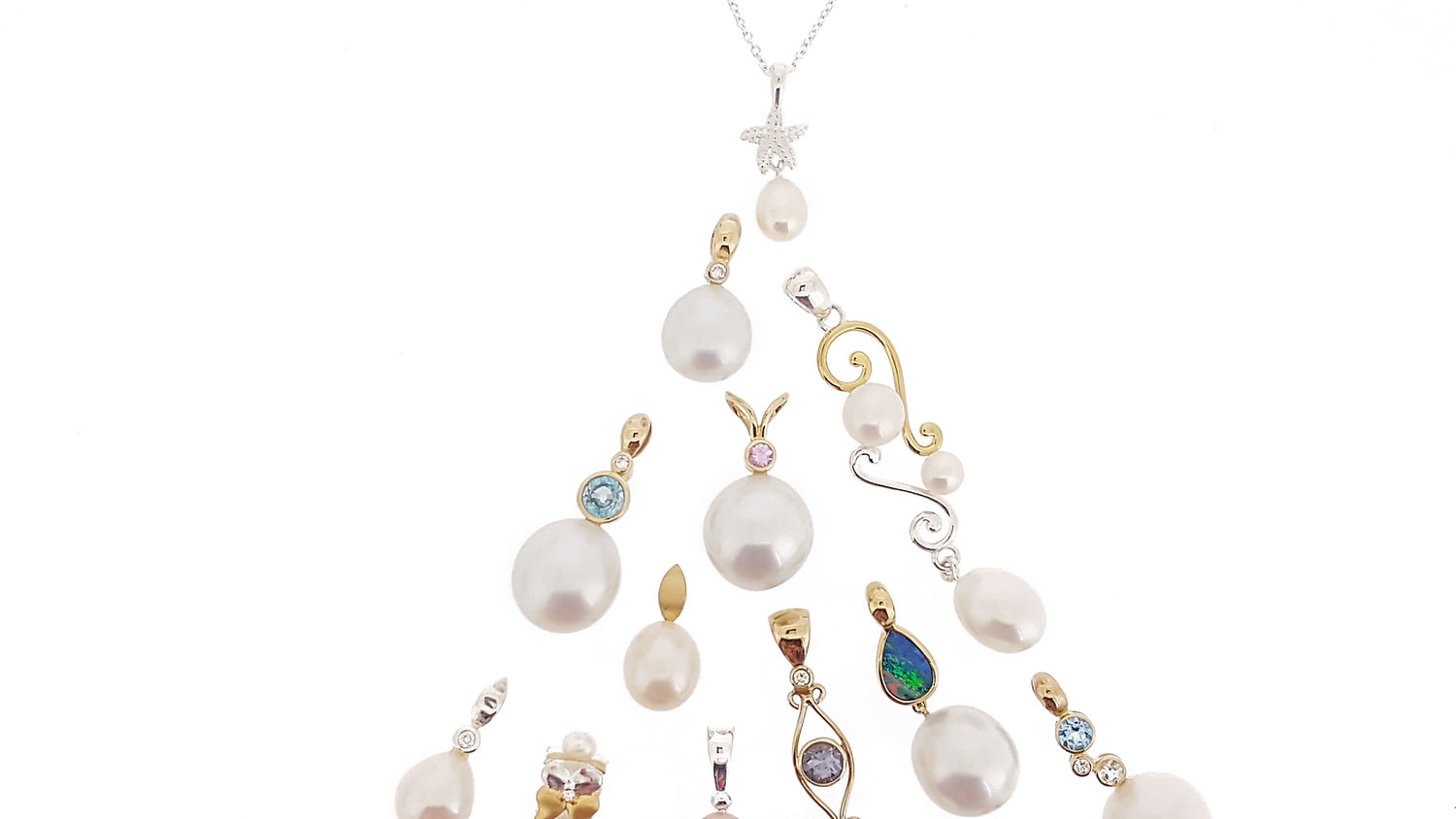 pearl pendant silver gold