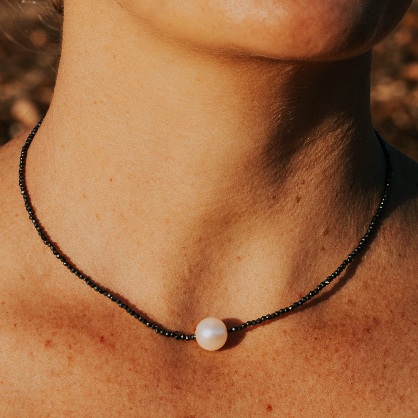 Black Spinel and Pearl Necklace “Brigitte” - The Courthouse Collection
