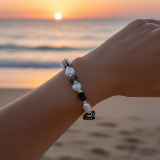 Diana's Roman Moon Bracelet | Ancient Roman Glass Bracelet | Australian Designer Pearl Jewellery