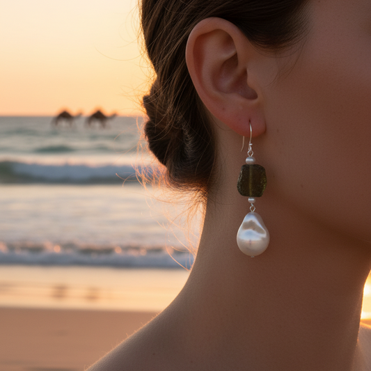 Empress Juno Earrings | Ancient Roman Glass Earrings | Australian Designer Pearl Jewellery