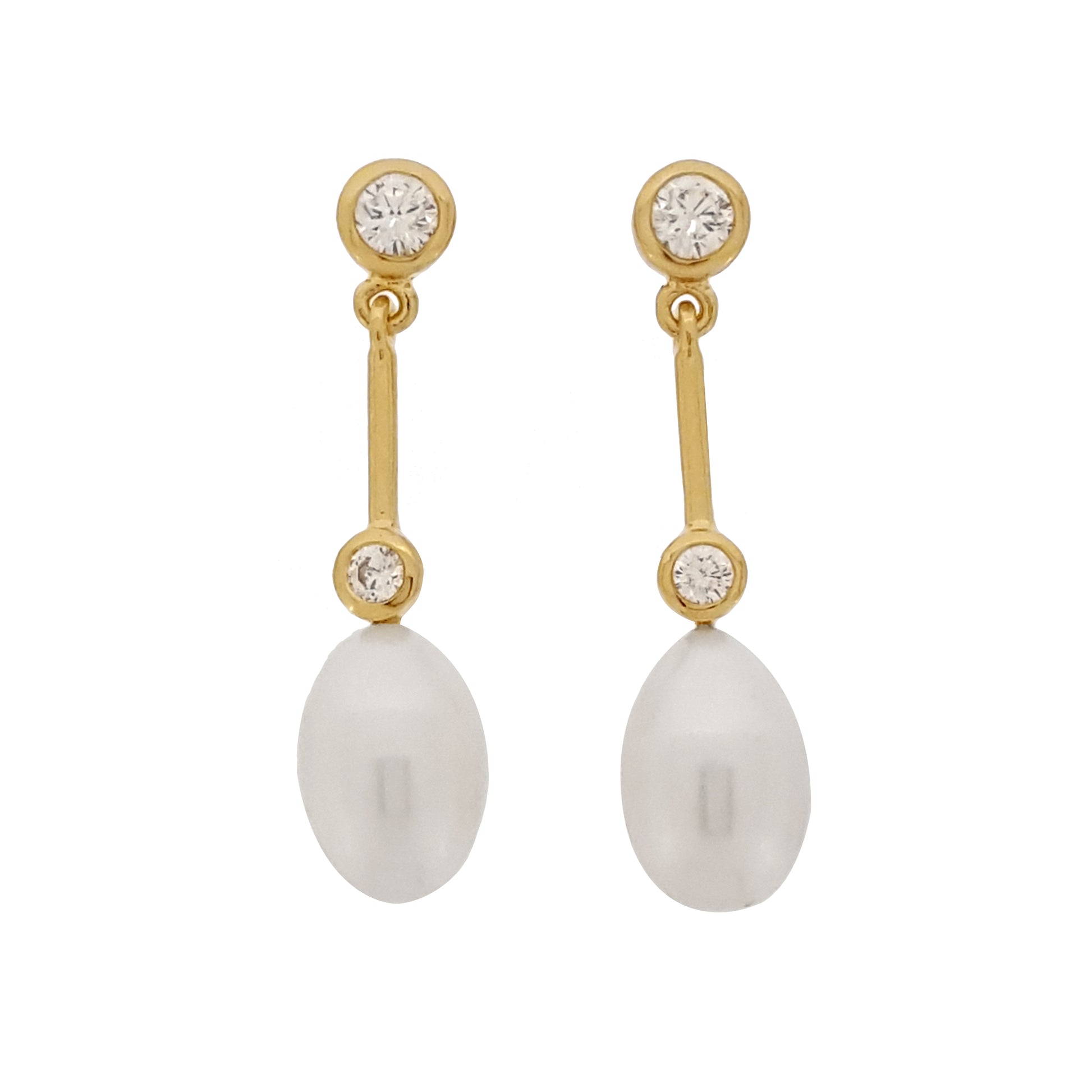 Freshwater Pearl Earrings "After 8" Gold