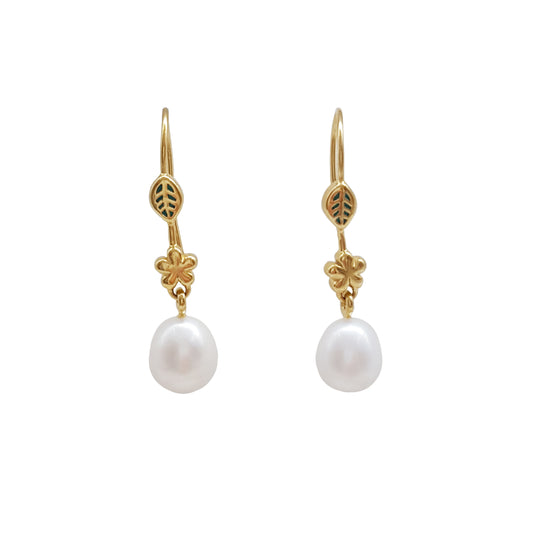 Gold Plated Pearl Earrings "Spring"
