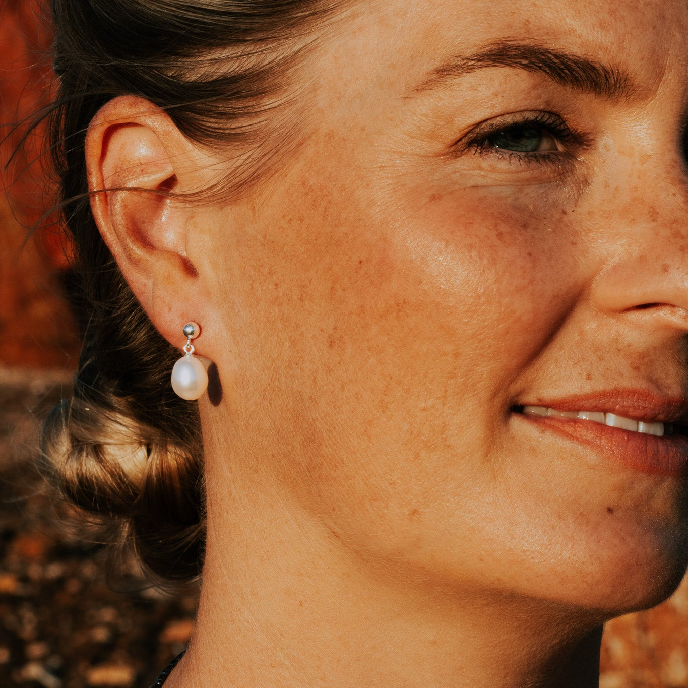 White Pearl Stud Earrings Drop - The Courthouse Collection