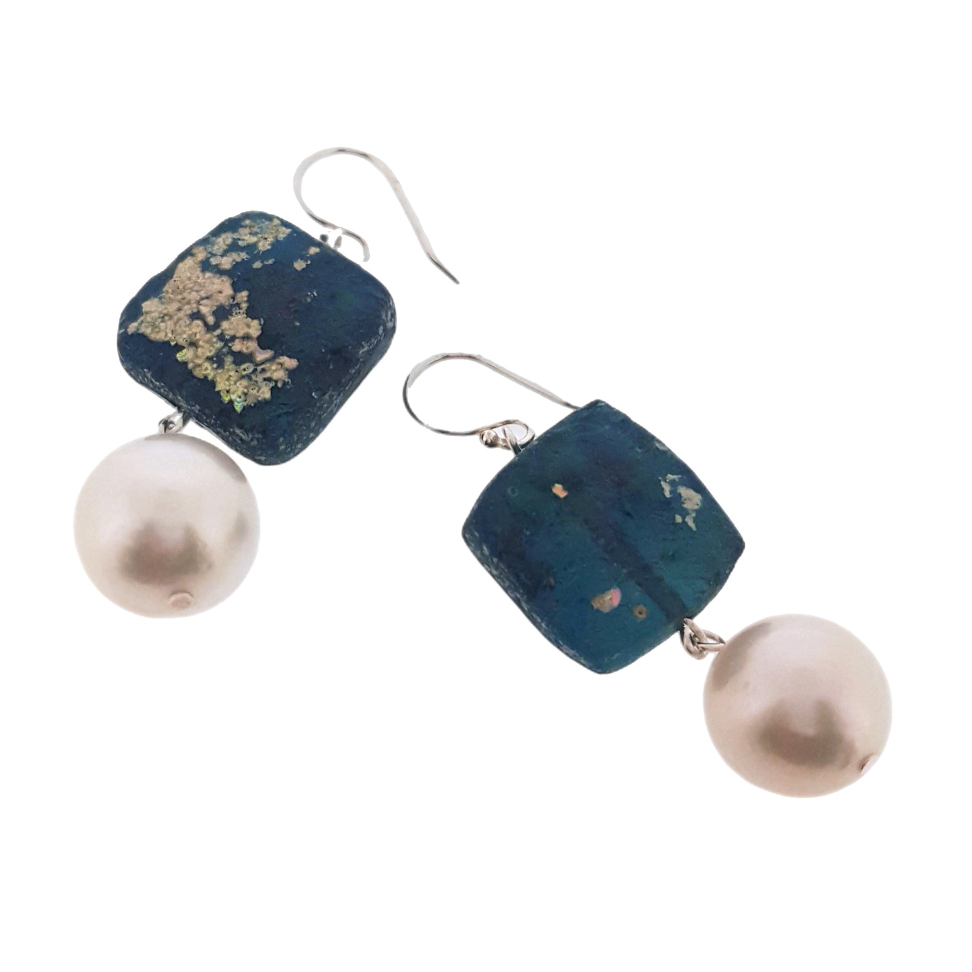 Ancient Glass South Sea Pearls Earrings - The Courthouse Collection