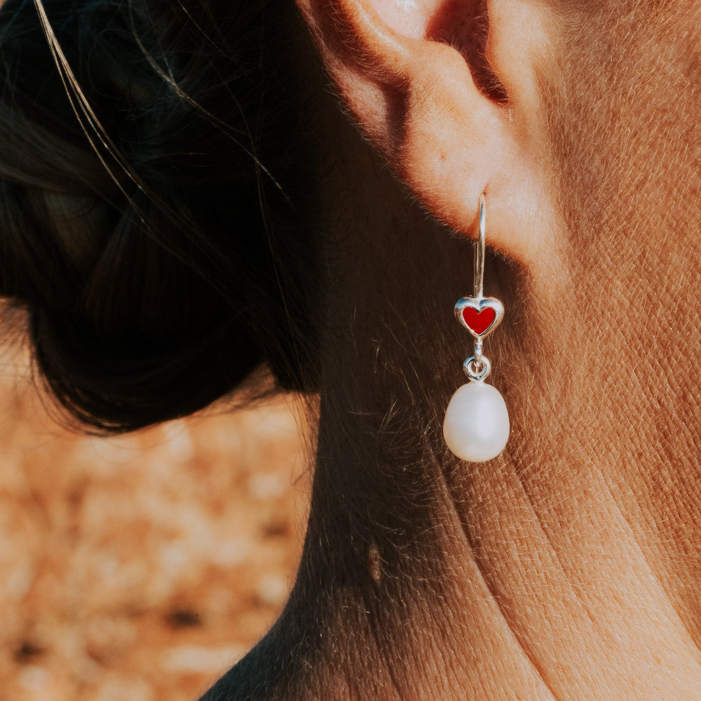 Gold Heart Pearl Earrings - The Courthouse Collection