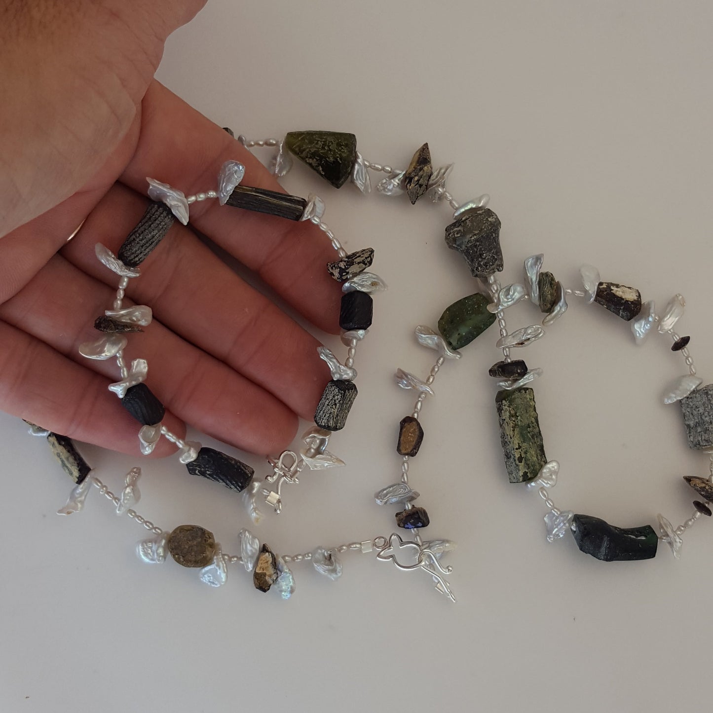 Neptune's Niece Necklace and Bracelet | Ancient Roman Glass | Australian Designer Pearl Jewellery