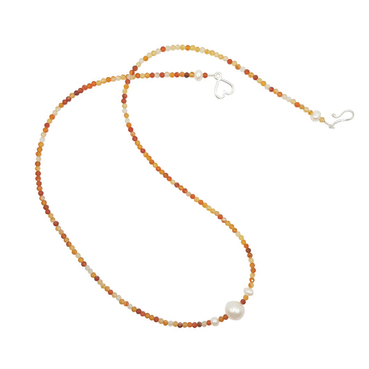 Pearl & Carnelian Necklace 'Lilly' - The Courthouse Collection