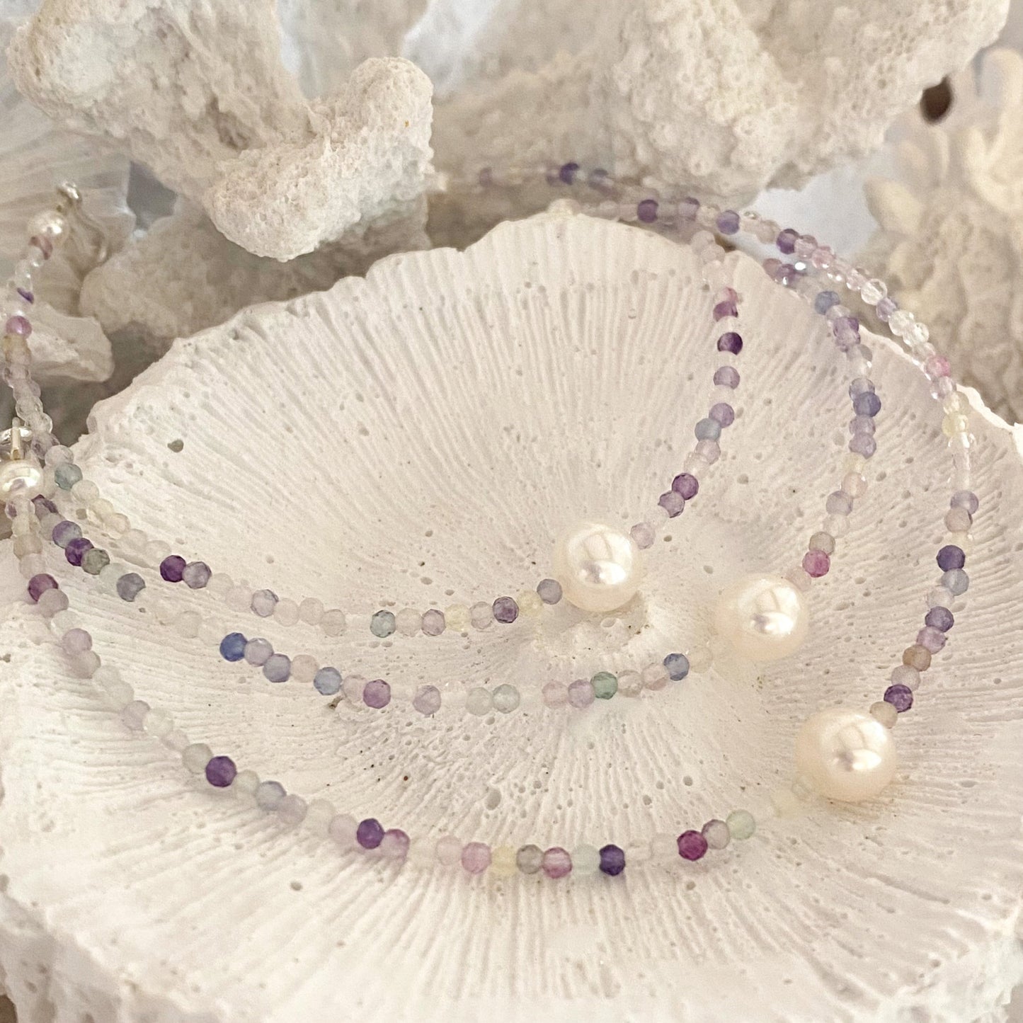 Pearl & Crystal Necklace 'Brigitte' Fluorite | The Courthouse Collection | Australian Designer Pearl Jewellery