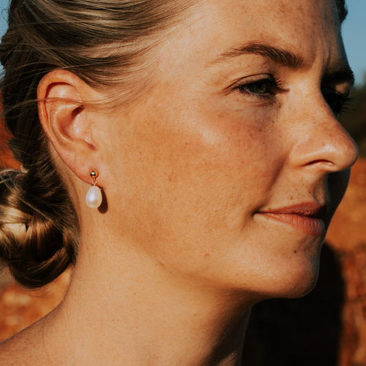 Pearl Earrings 9ct Gold Ballstuds | The Courthouse Collection | Australian Designer Pearl Jewellery