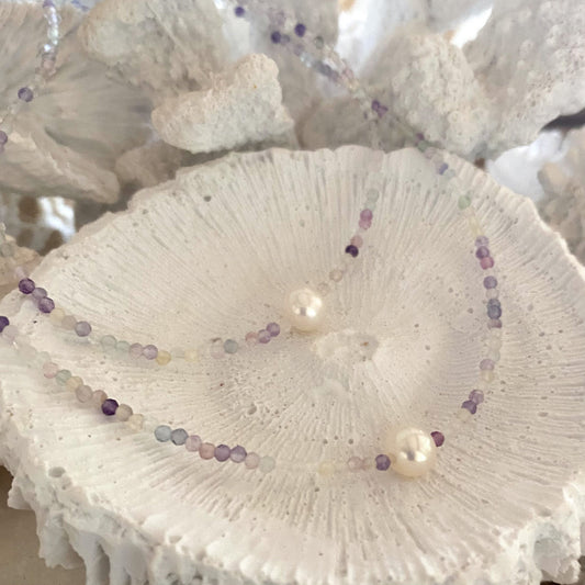 Pearl & Crystal Necklace 'Brigitte' Fluorite | The Courthouse Collection | Australian Designer Pearl Jewellery