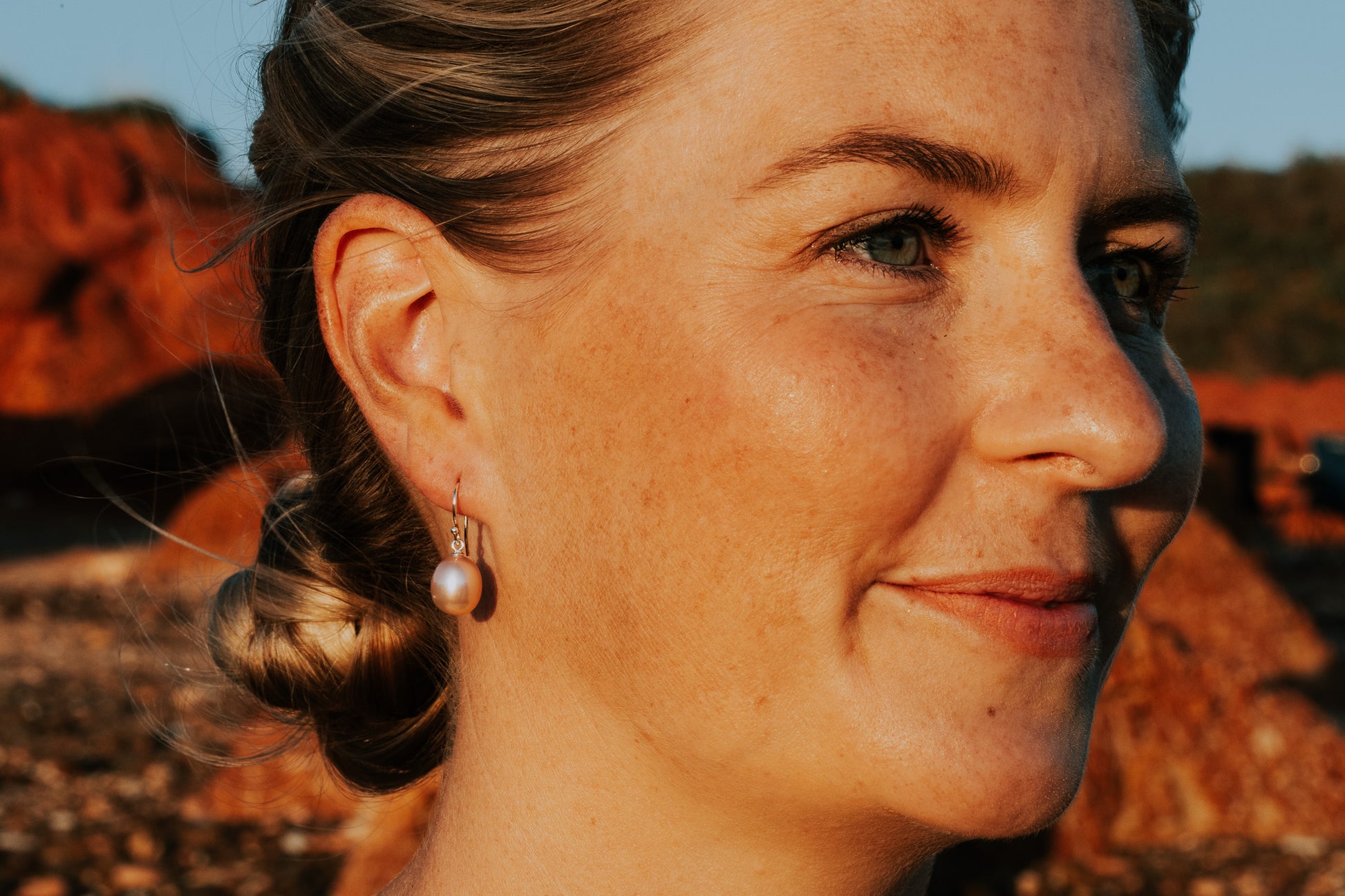 Pink Pearl Drop Earrings Hook - The Courthouse Collection