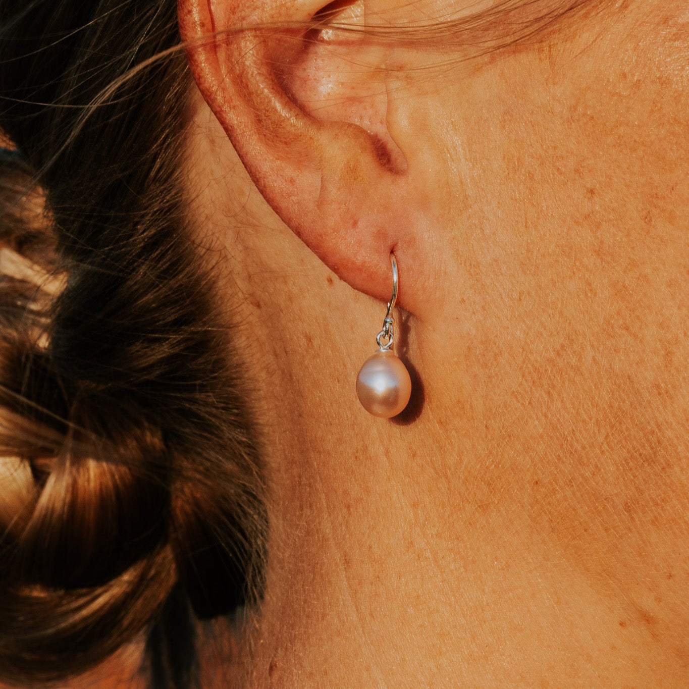 Pink Pearl Drop Earrings Hook - The Courthouse Collection