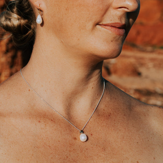 Pearl Drop Pendant Leaf | The Courthouse Collection | Australian Designer Pearl Jewellery