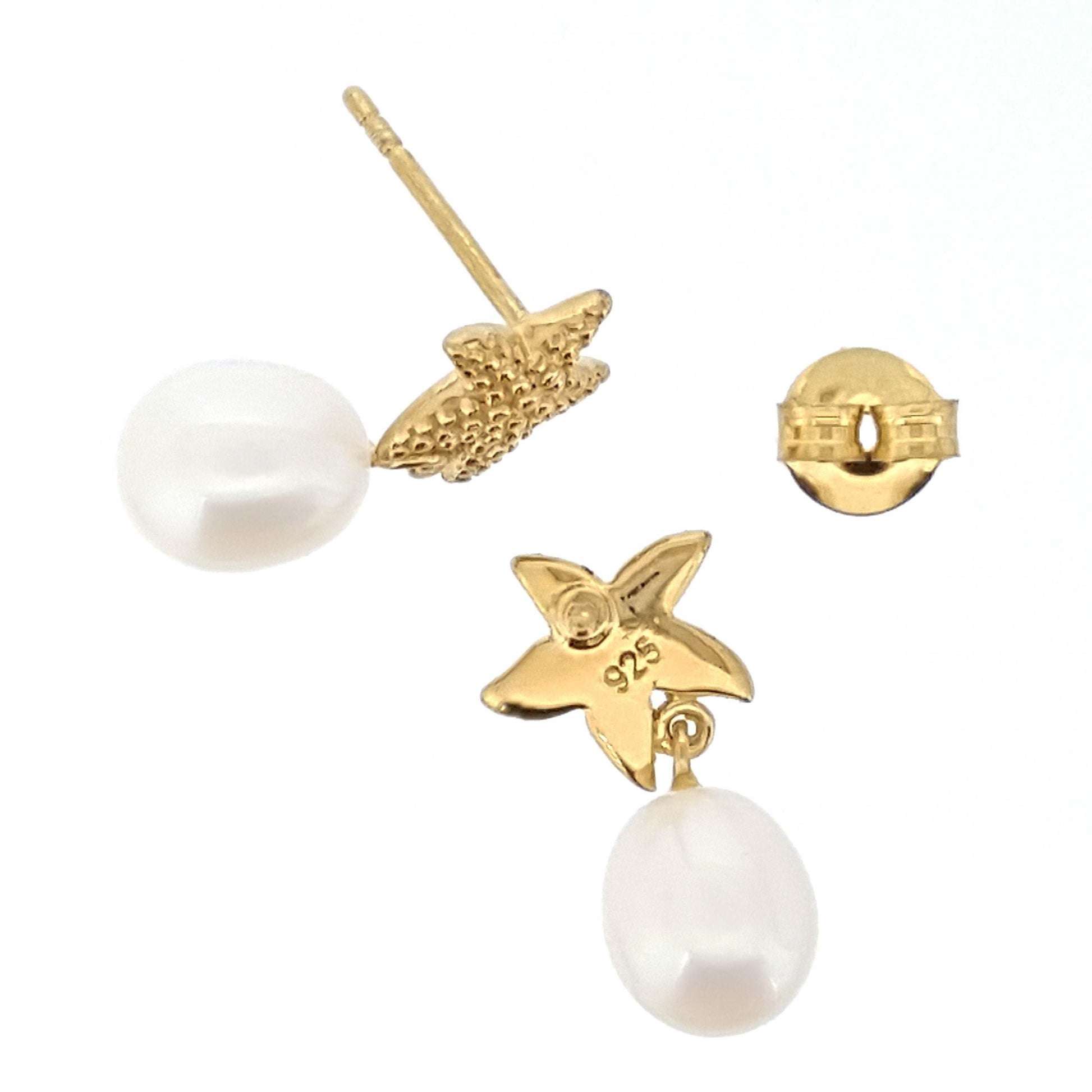 Gold Starfish Pearl Earrings - The Courthouse Collection