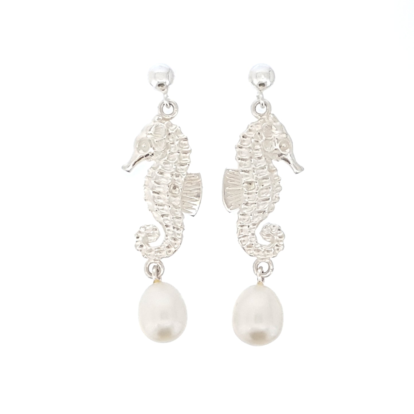 Pearl Earrings 'Seahorse' Silver - The Courthouse Collection