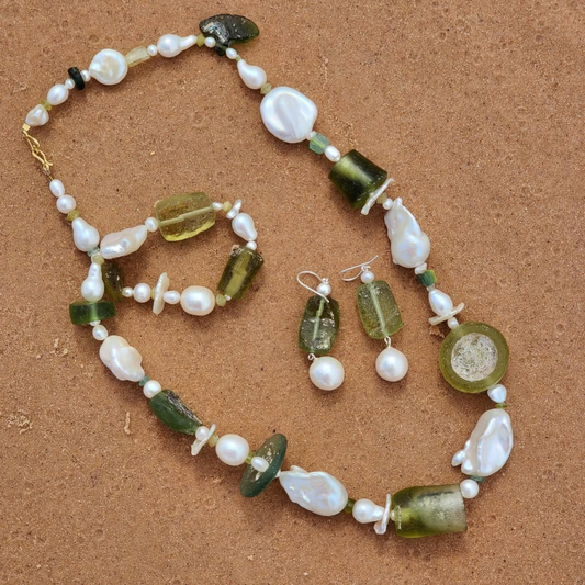 Roman Goddess Necklace | Ancient Roman Glass | Australian Designer Pearl Jewellery