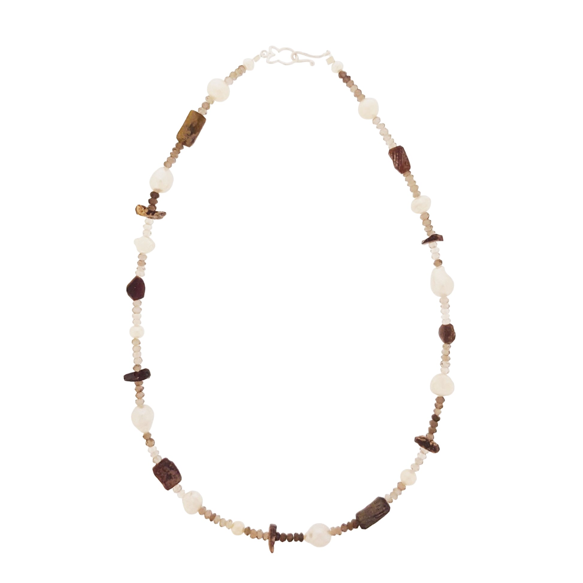 Roman Glass & Smokey Quartz Bracelet and Necklace - The Courthouse Collection