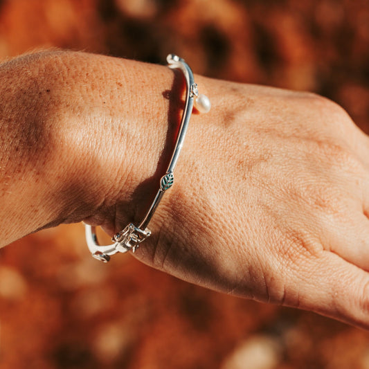 Silver Pearl Bangle 'Spring' | The Courthouse Collection | Australian Designer Pearl Jewellery