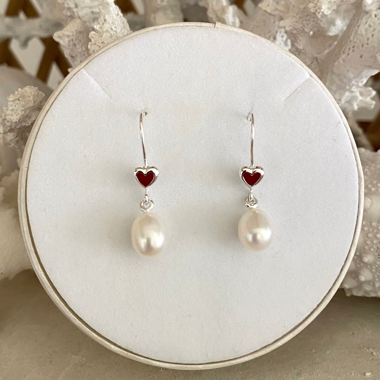 Silver Pearl Heart Earrings | The Courthouse Collection | Australian Designer Pearl Jewellery