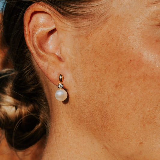 Gold Sparkling Leaf Earrings | The Courthouse Collection | Australian Designer Pearl Jewellery