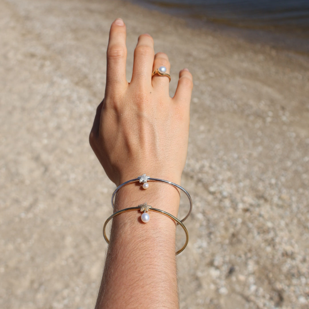 Pearl Bangles in Gold "Starfish" Silver - The Courthouse Collection