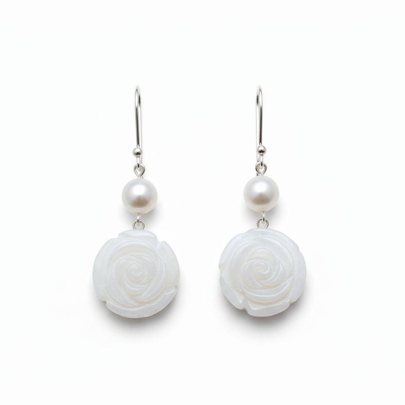 The Long Rose Earrings | The Courthouse Collection | Australian Designer Pearl Jewellery