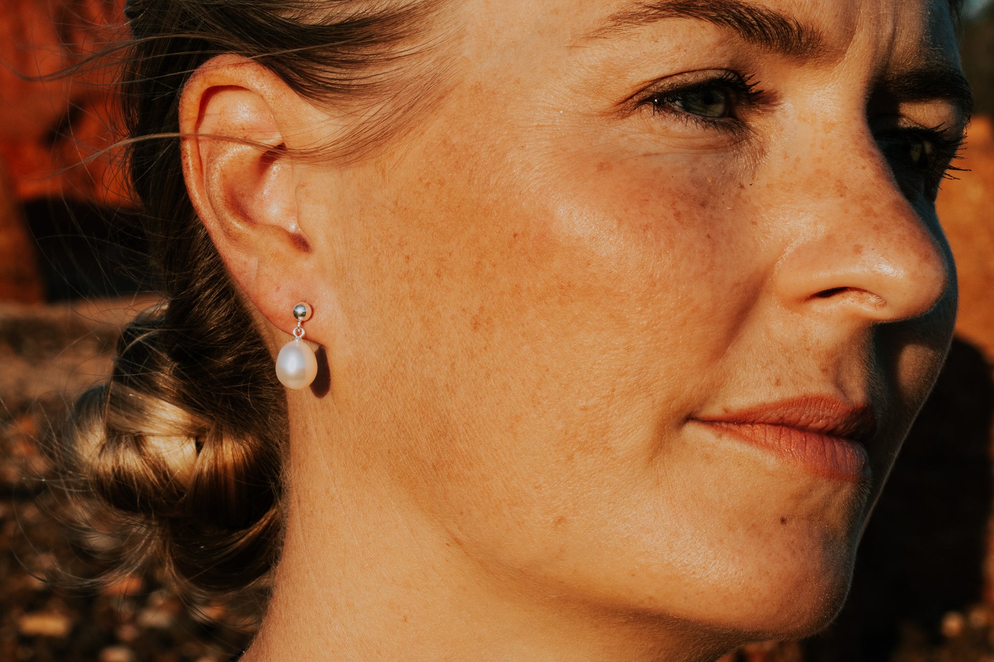 White Pearl Stud Earrings Drop - The Courthouse Collection