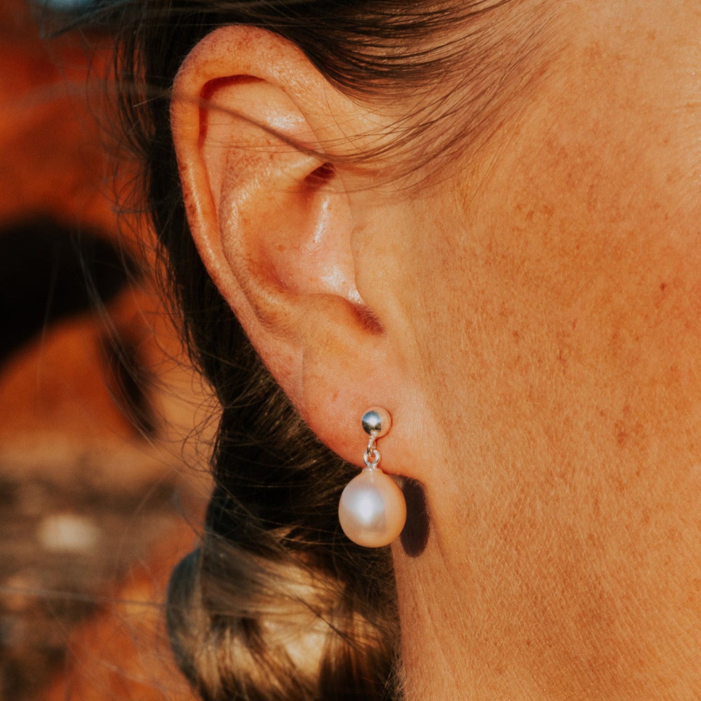 White Pearl Stud Earrings Drop | The Courthouse Collection | Australian Designer Pearl Jewellery