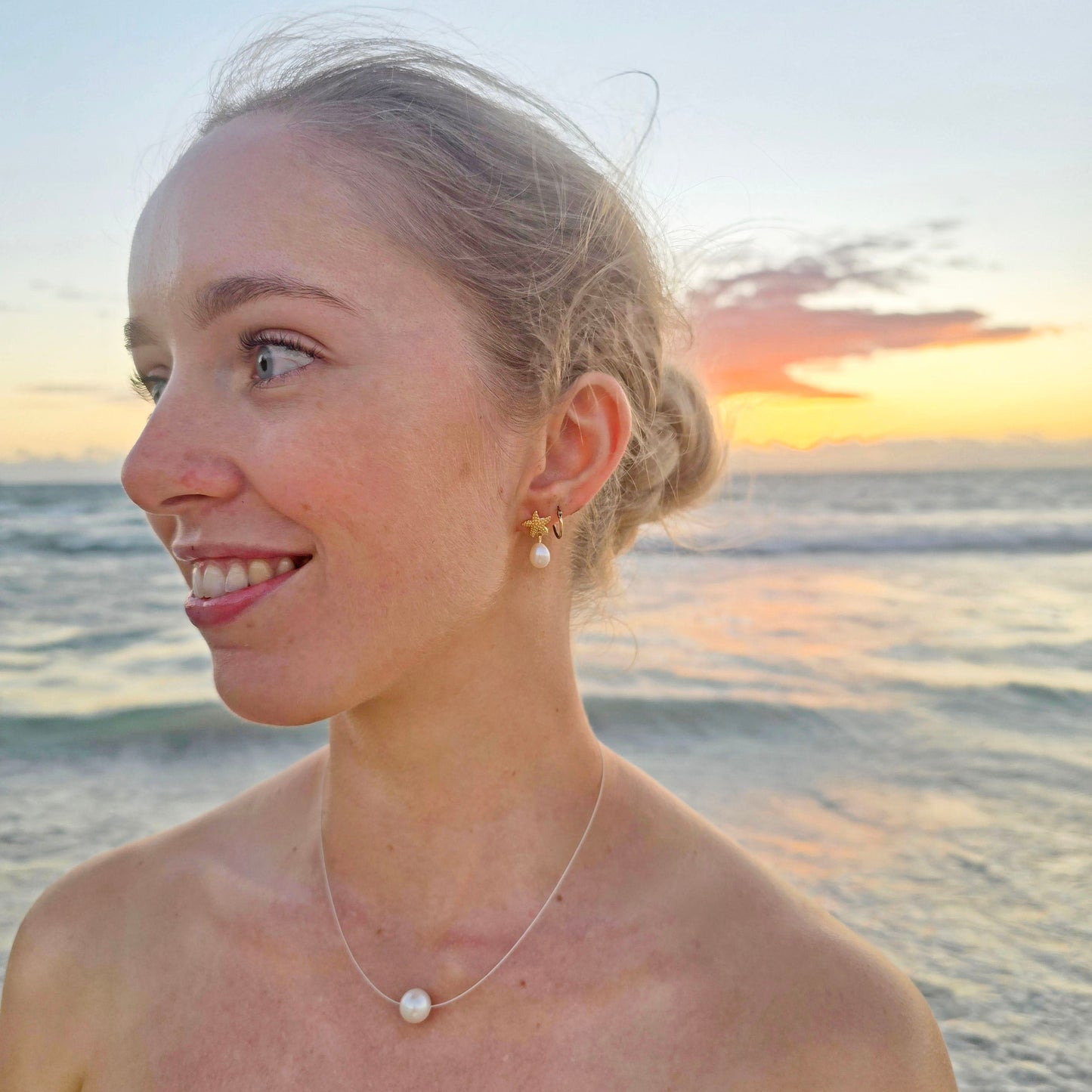 Gold Starfish Pearl Earrings - The Courthouse Collection