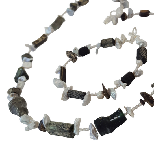 Neptune's Niece Necklace and Bracelet | Ancient Roman Glass | Australian Designer Pearl Jewellery