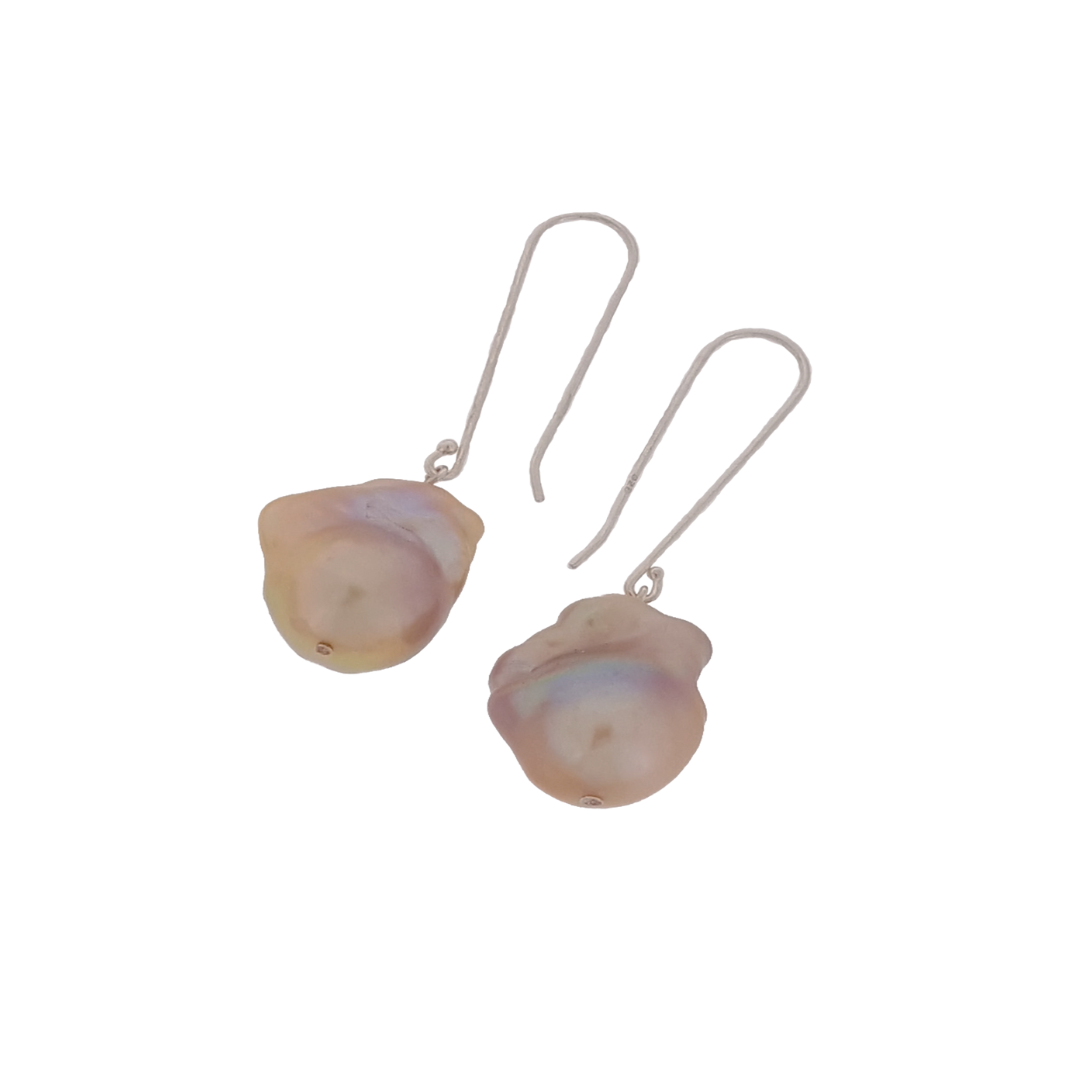 Pink Blush Baroque Hook Earrings