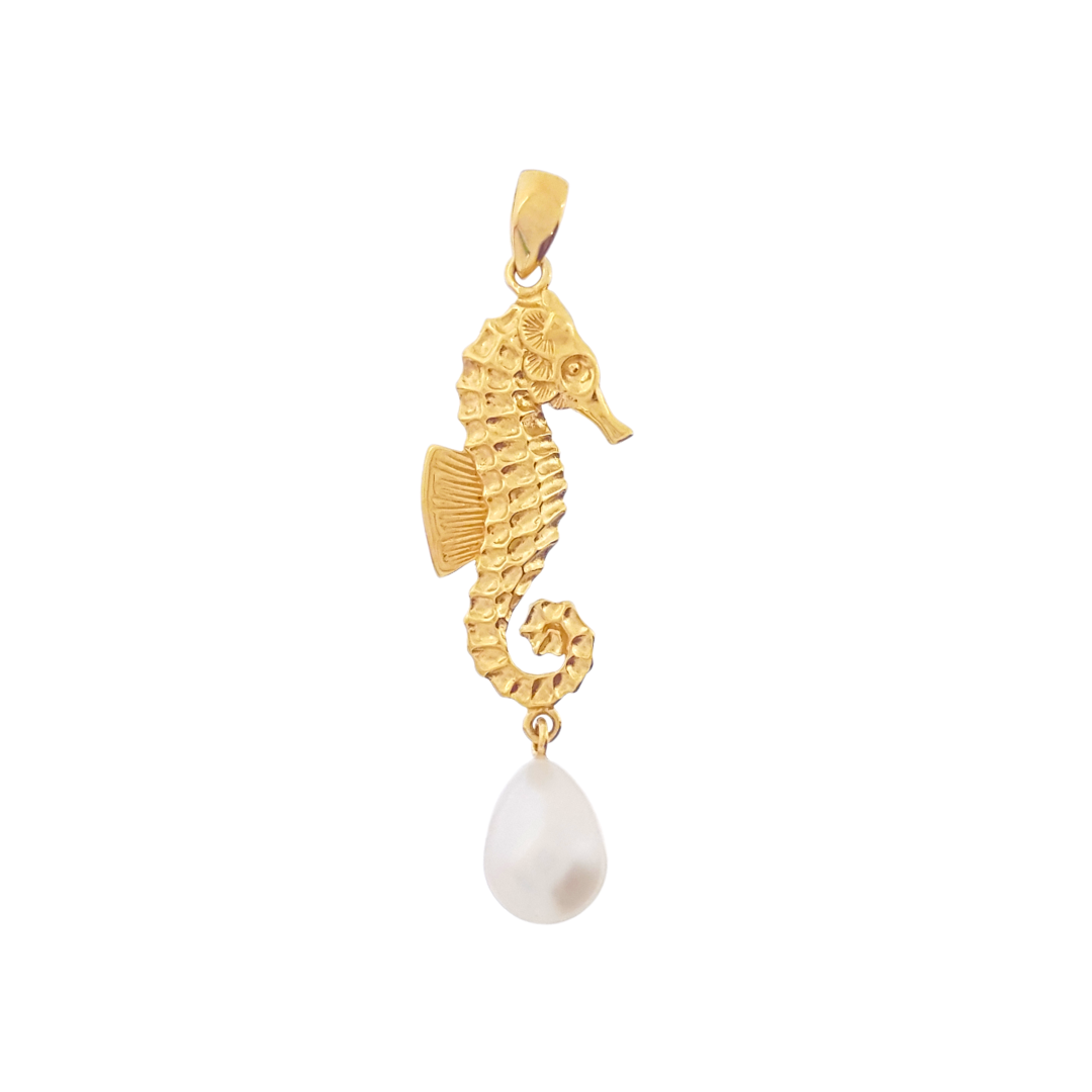 Gold Seahorse Pendant - The Courthouse Collection