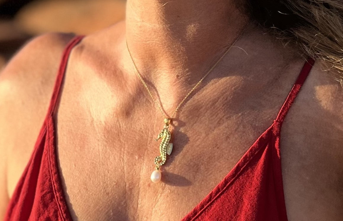 Gold Seahorse Pendant - The Courthouse Collection