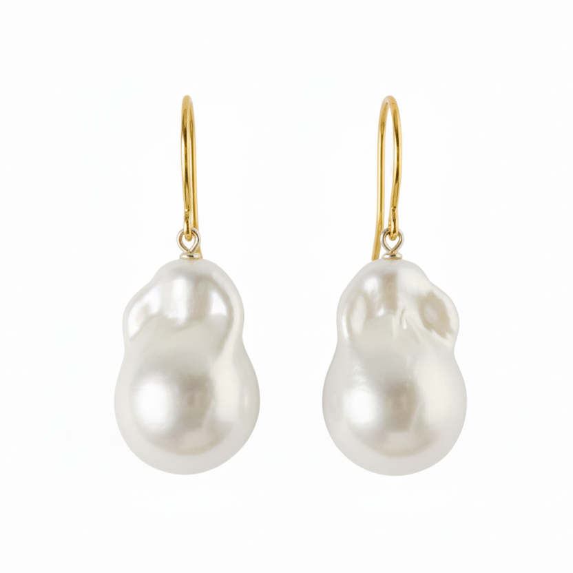 Baroque Pearl Earrings Gold | The Courthouse Collection | Australian Designer Pearl Jewellery