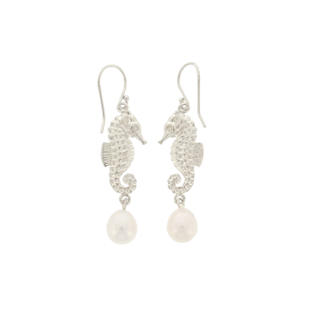 Pearl Earrings 'Seahorse' Silver - The Courthouse Collection