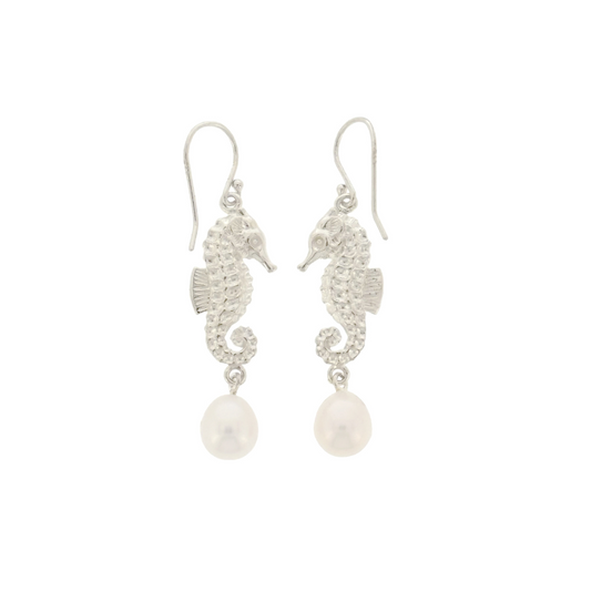 Pearl Earrings 'Seahorse' Silver - The Courthouse Collection