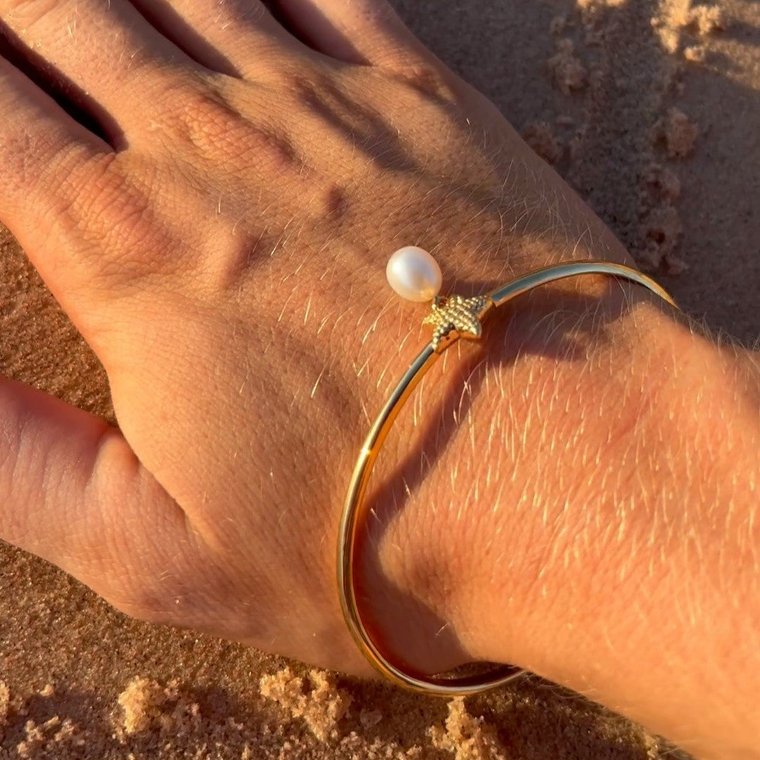 Pearl Bangles in Gold "Starfish" Silver - The Courthouse Collection