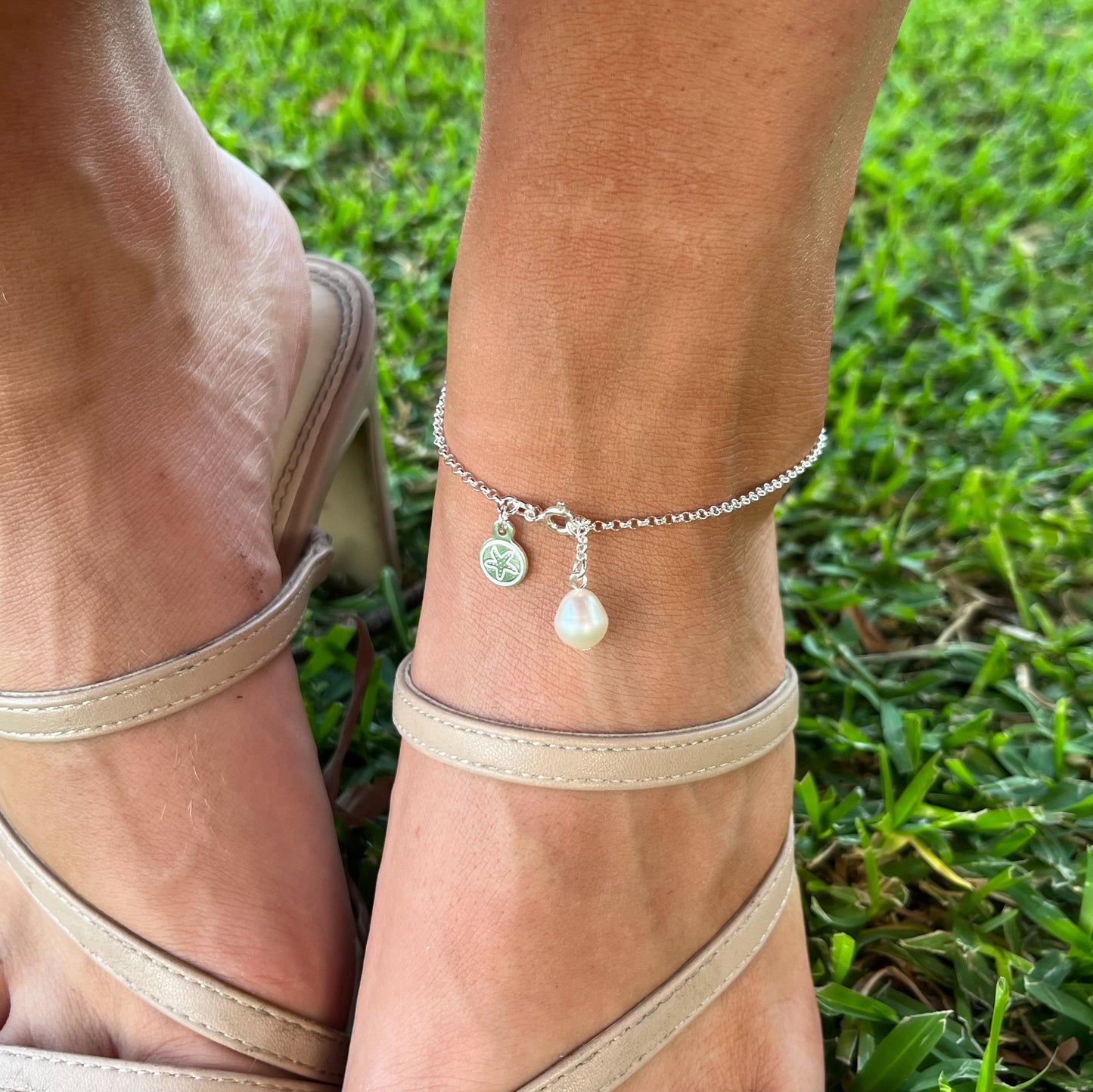 The Courthouse Pearl Silver Anklet | The Courthouse Collection