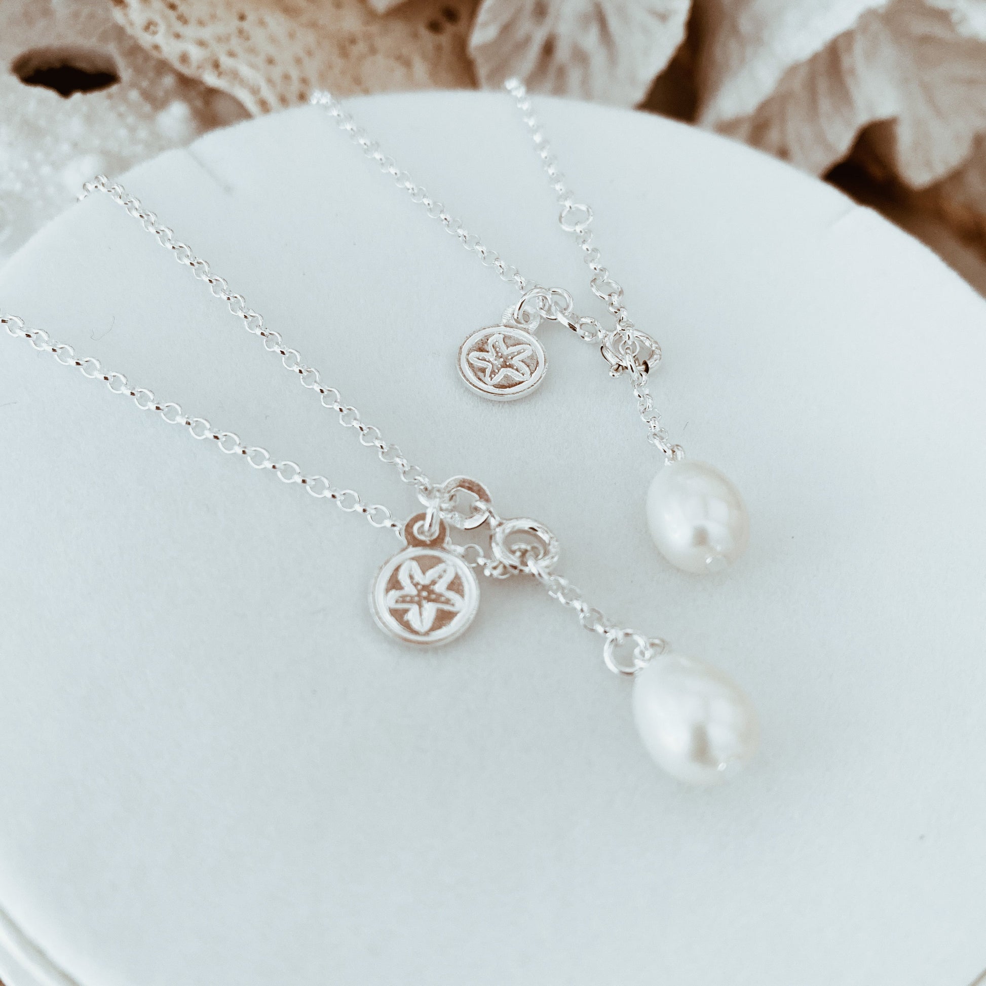 sterling Silver pearl drop  Anklet | The Courthouse Collection