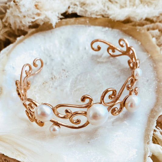 Pearl Bangle 'Renaissance' (Silver, Rose Gold, Yellow Gold, Two Tone) | The Courthouse Collection | Australian Designer Pearl Jewellery