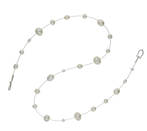 Silver Pearl Necklace "White Hailey Special"