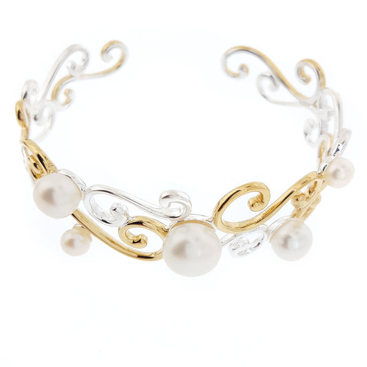 Pearl Bangle 'Renaissance' (Silver, Rose Gold, Yellow Gold, Two Tone) - The Courthouse Collection