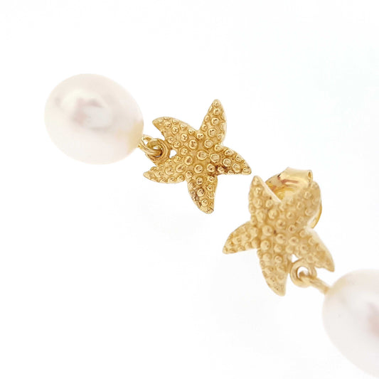 Gold Starfish Pearl Earrings - The Courthouse Collection