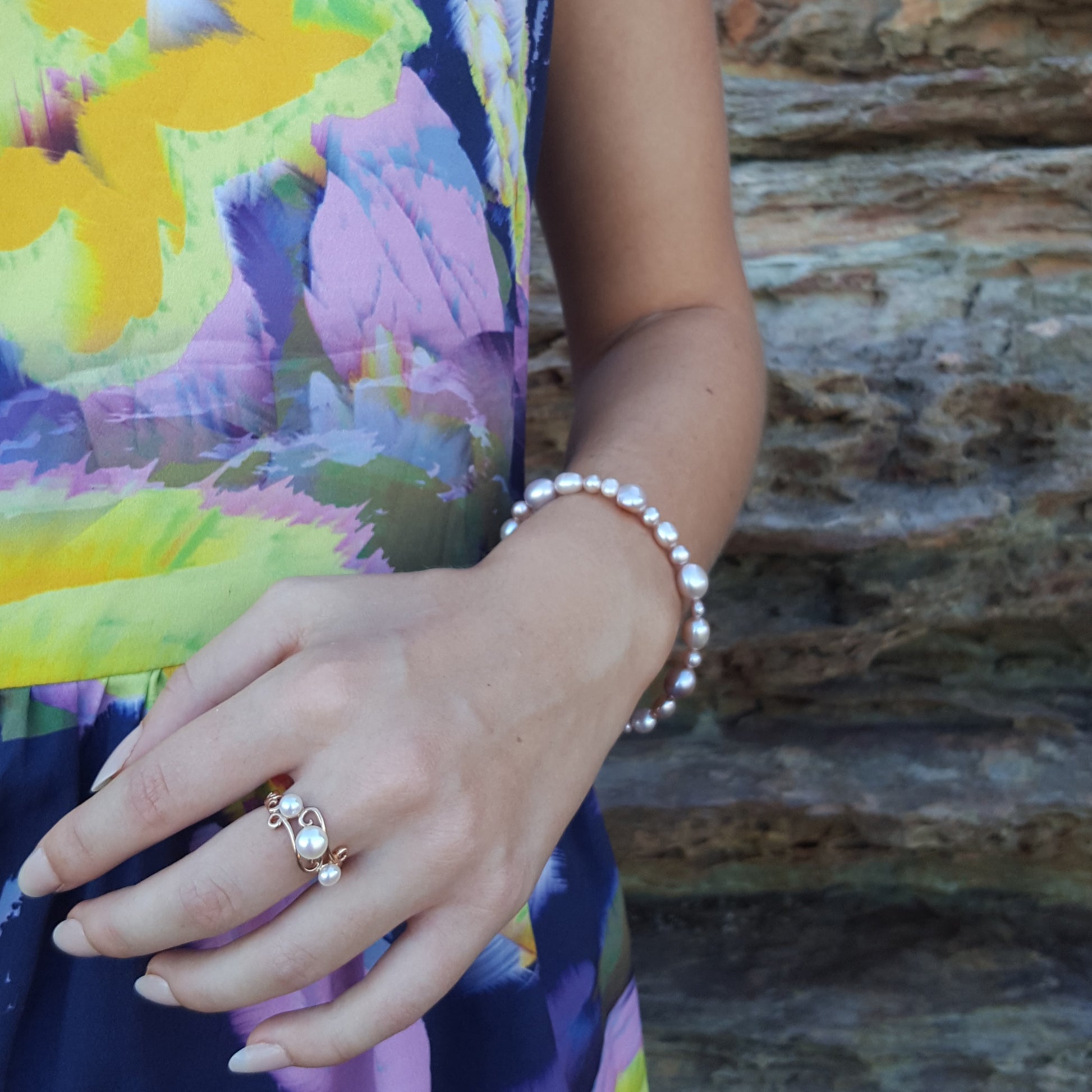 Pearl Bracelet 'Fullstrand' Pink - The Courthouse Collection