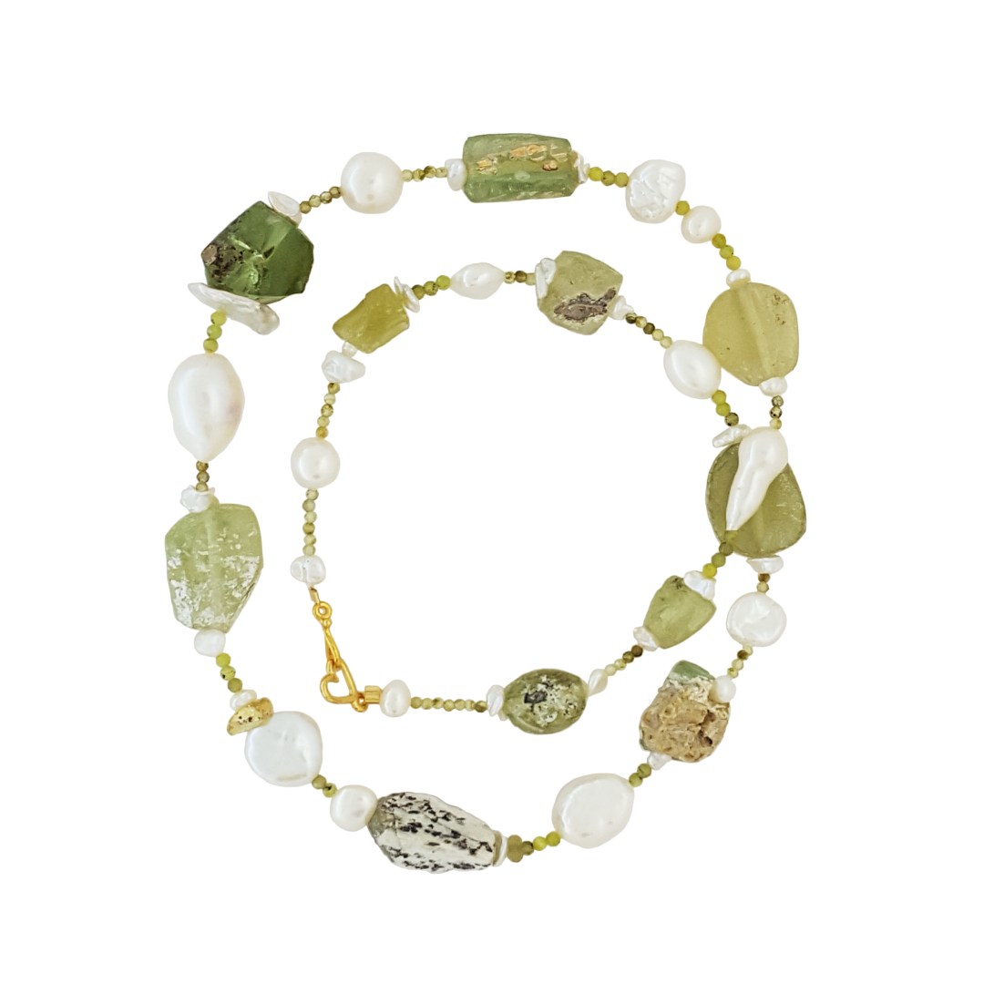 Ancient glass cultured pearls