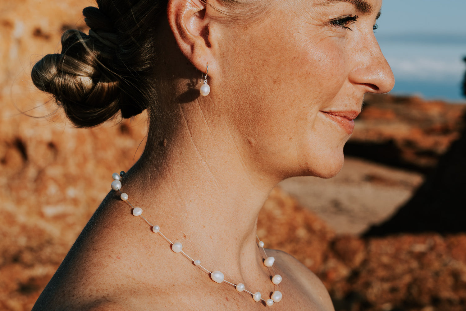 Silver Pearl Necklace "White Hailey Special" - The Courthouse Collection