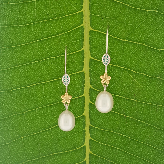Leaf and Pearl Earrings