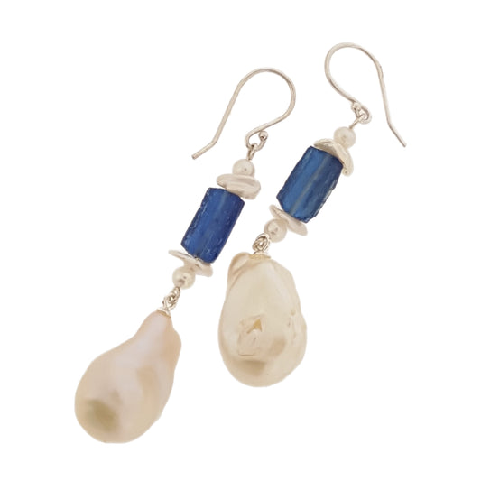 Antique Glass Roman Blue Earrings | The Courthouse Collection
