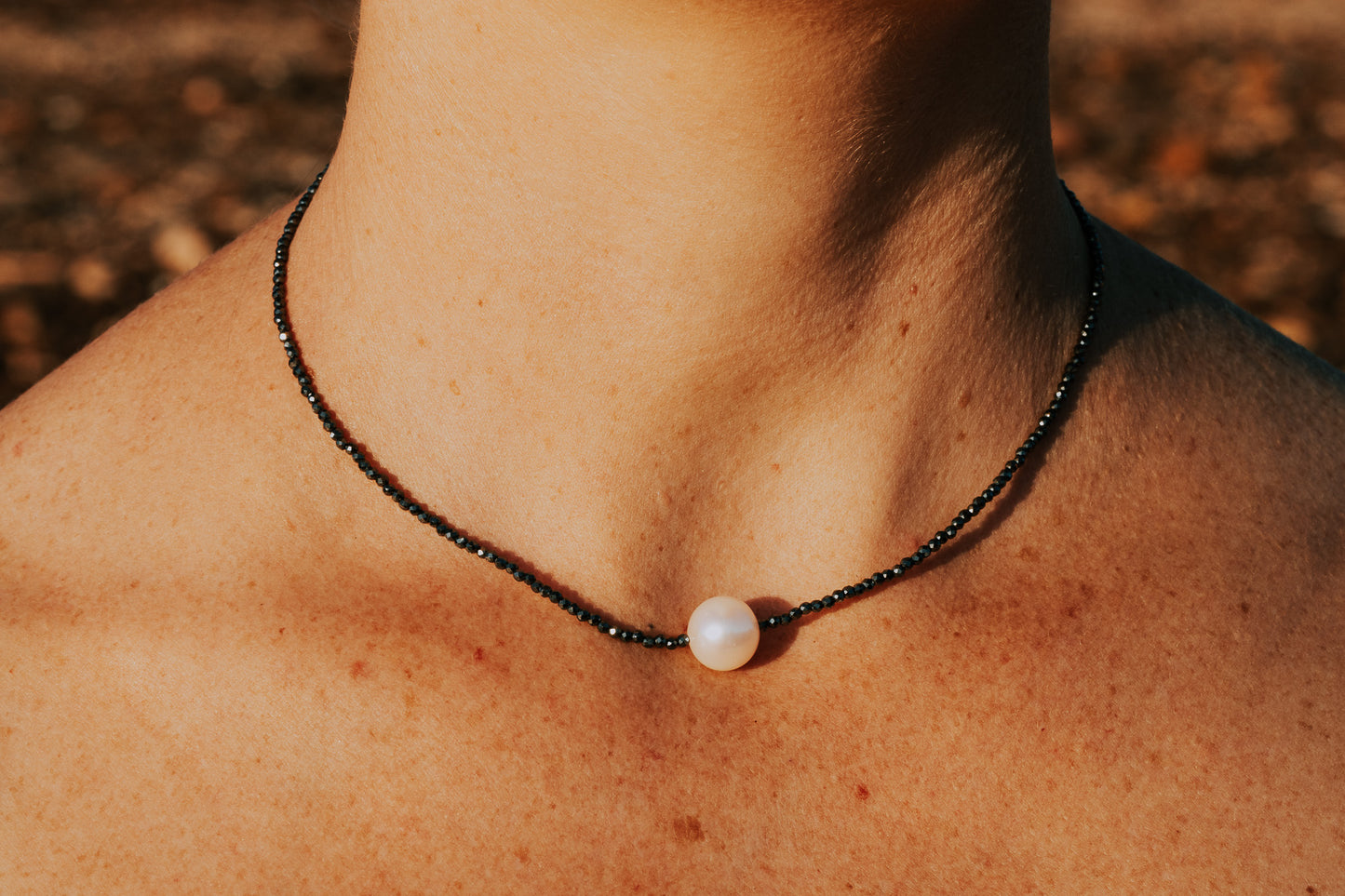 Black Spinel and Pearl Necklace