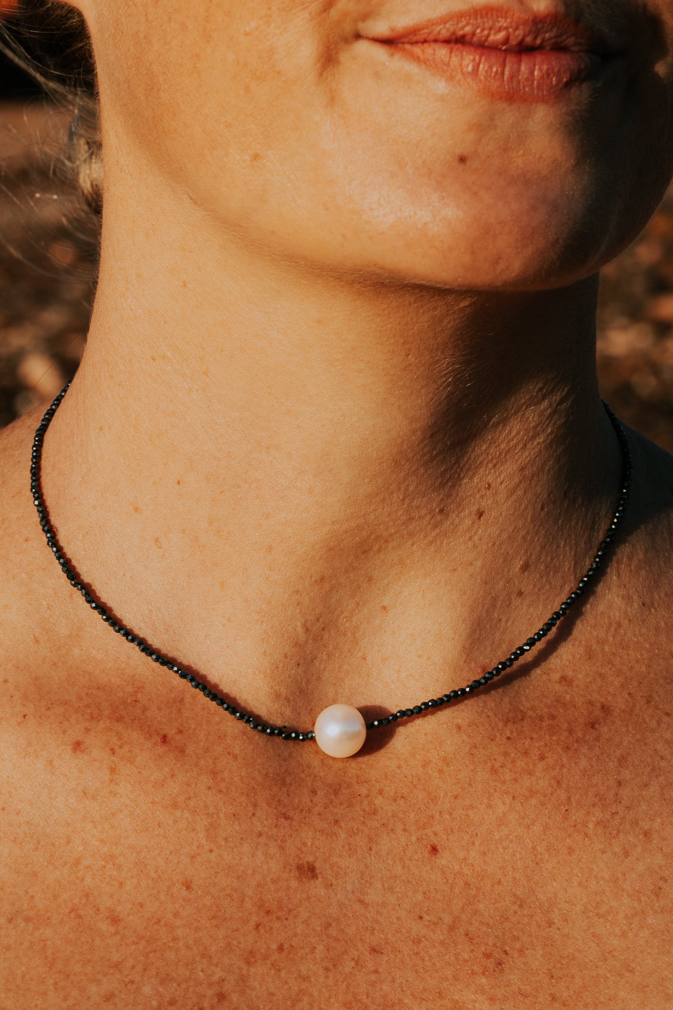 Black Spinel and Pearl Necklace